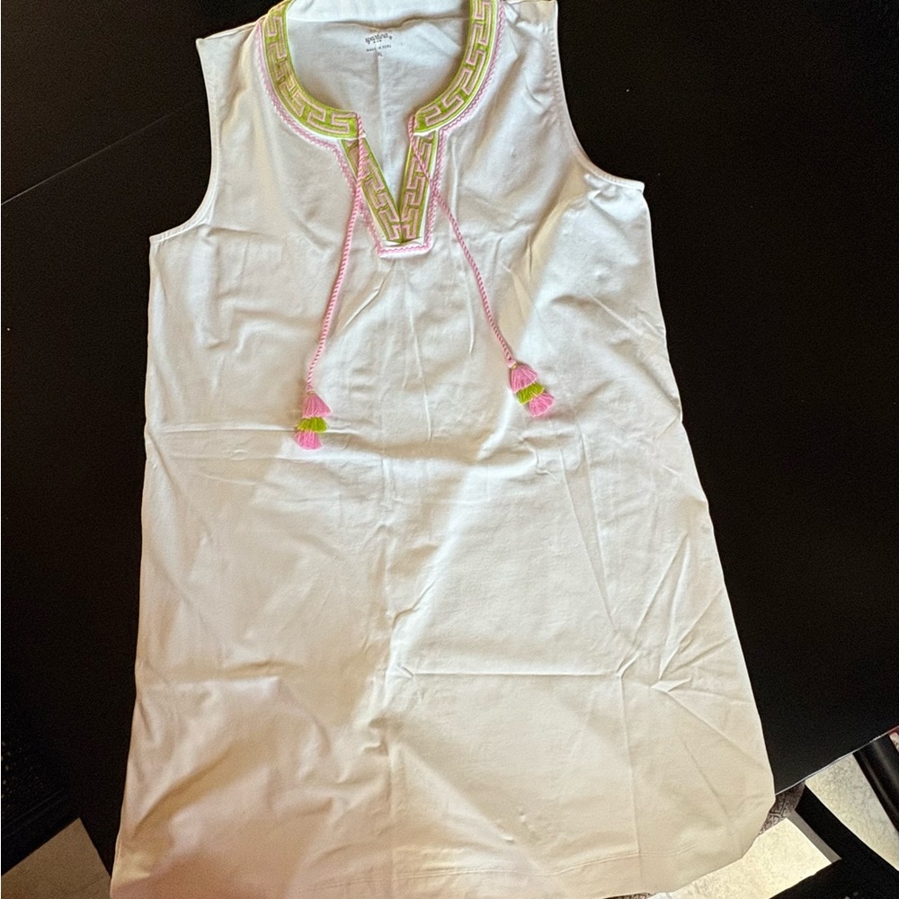 Spartina 449 White and Pink Embellished Mini Sundress